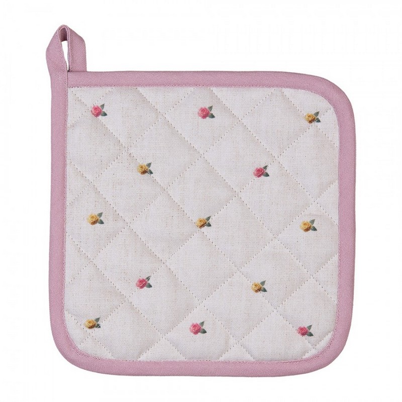 Presina da cucina in cotone decorato con lepre con fiocco rosa in ghirlanda, perfetto come regalo di Pasqua